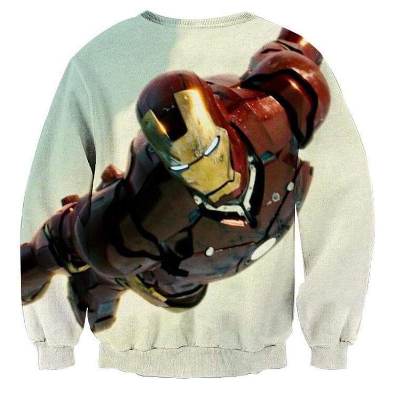 Flying White 3D Printed Iron Man Sweatshirt