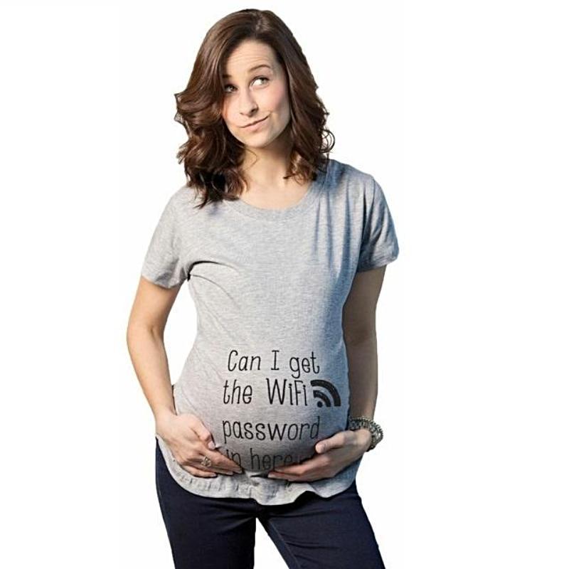 Funny Baby Print Maternity Short Sleeve T Shirt