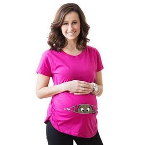 Funny Baby Print Maternity Short Sleeve T Shirt