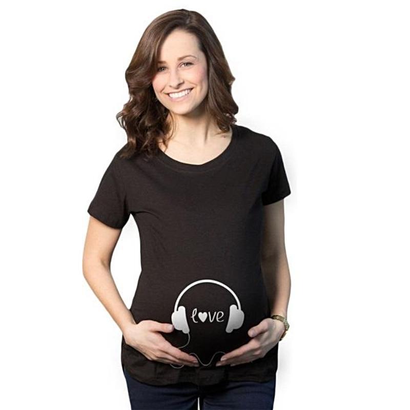Funny Baby Print Maternity Short Sleeve T Shirt