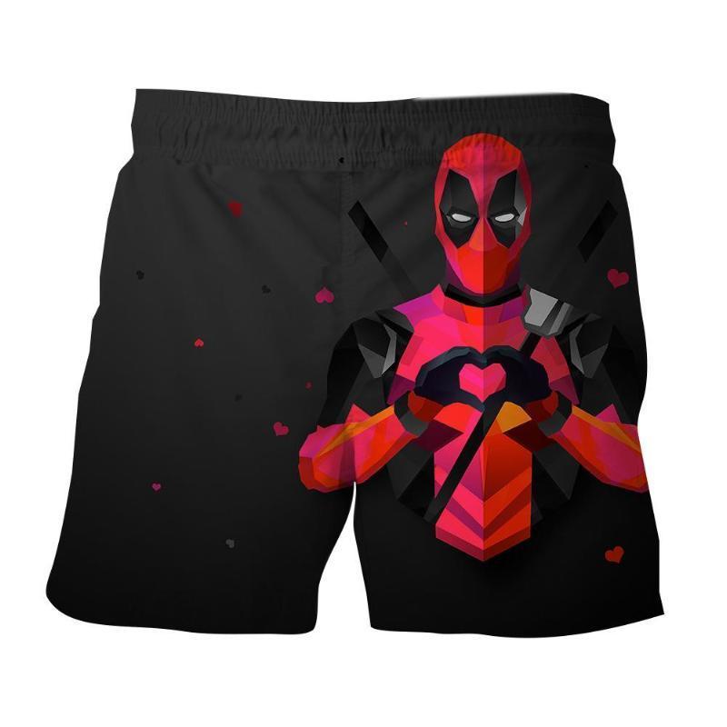 Funny Deadpool Heart 3D Printed Shorts