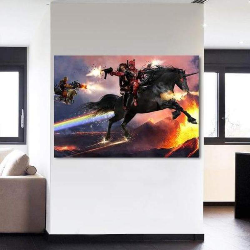 Funny Deadpool Unicorn Deadpool Wall Canvas