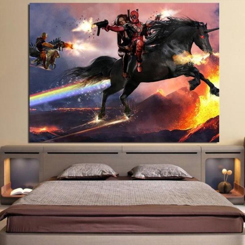 Funny Deadpool Unicorn Deadpool Wall Canvas