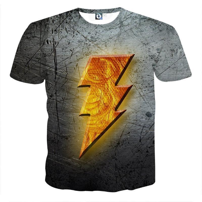 Grey Logo 3D Printed Shazam T Shirt