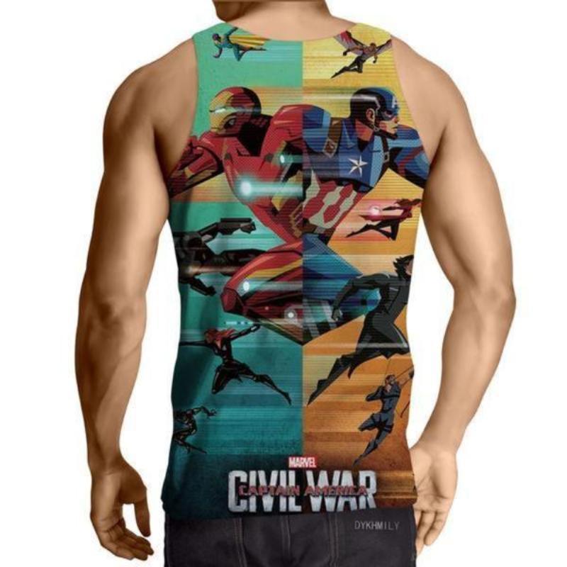 Avengers Iron Man & Captain America 3D Printed Tank Top