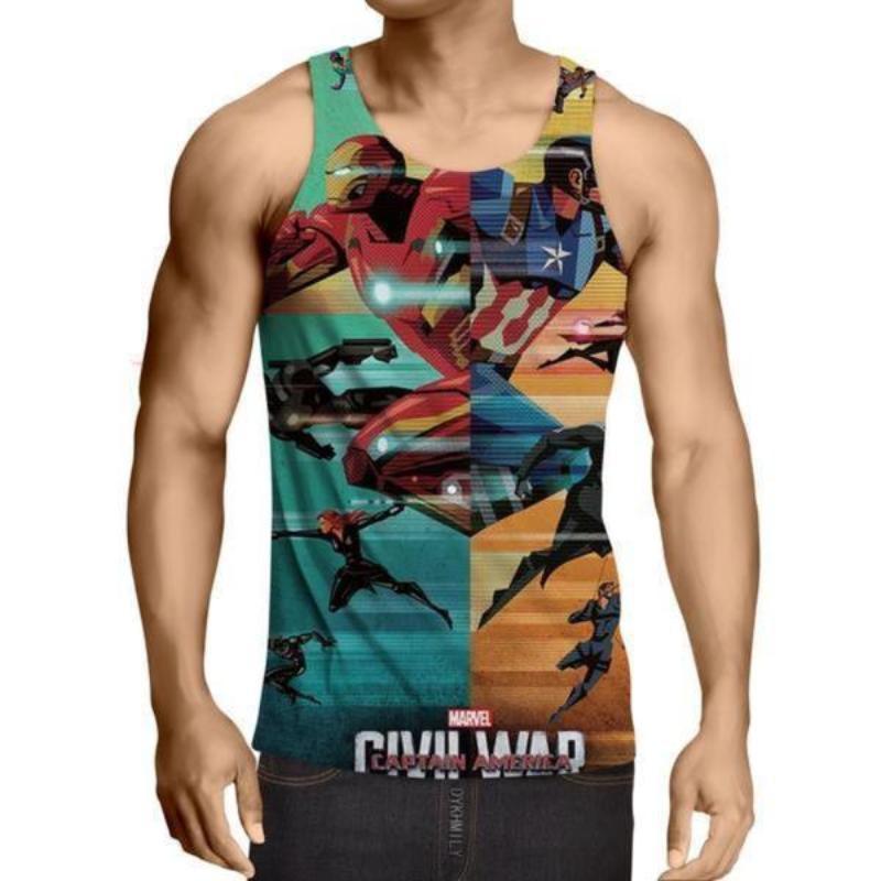 Avengers Iron Man & Captain America 3D Printed Tank Top