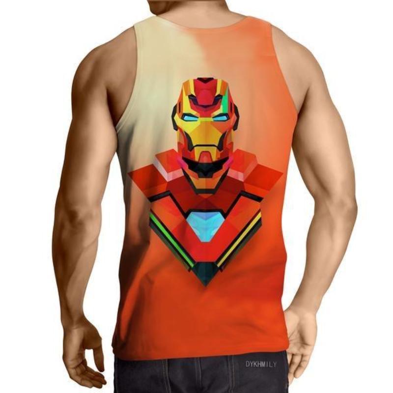 Iron Man White Orange 3D Printed Iron Man Tank Top