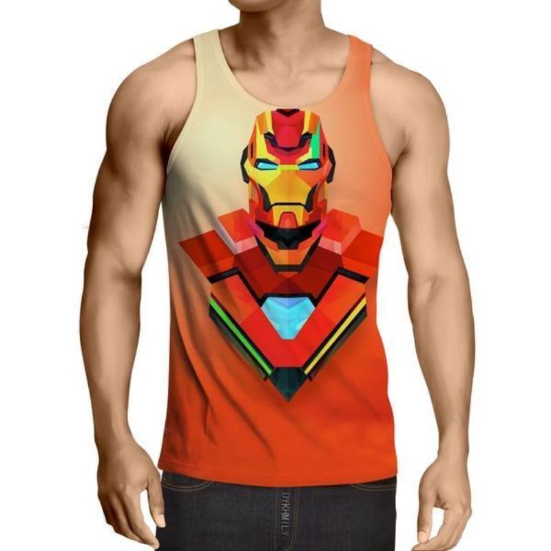 Iron Man White Orange 3D Printed Iron Man Tank Top