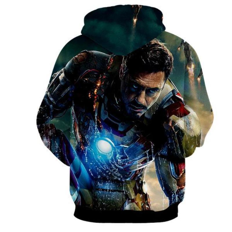 Iron Man Black Blue 3D Printed Iron Man Hoodie
