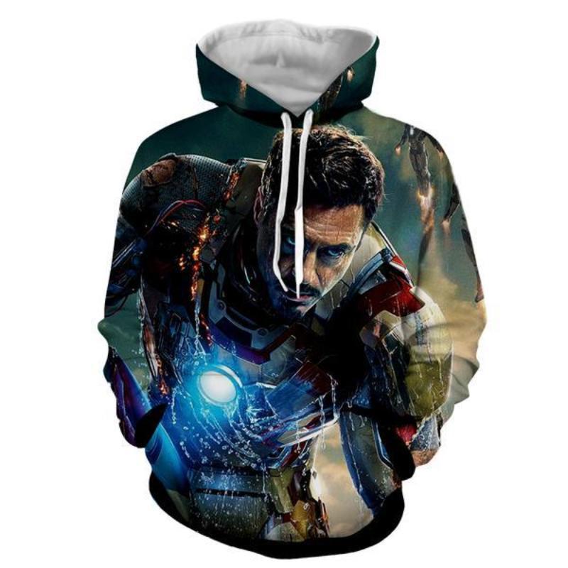 Iron Man Black Blue 3D Printed Iron Man Hoodie