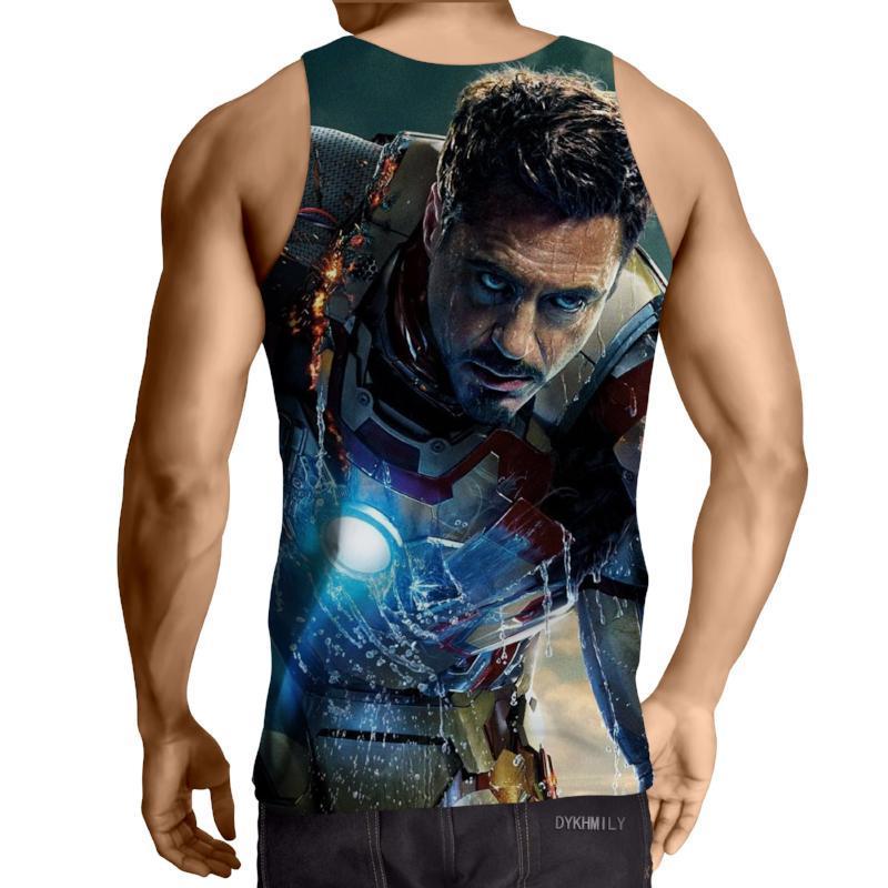 Iron Man Black Blue 3D Printed Iron Man Tank Top