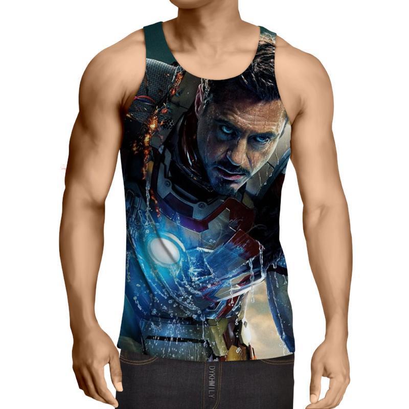 Iron Man Black Blue 3D Printed Iron Man Tank Top