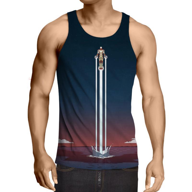 Iron Man Blue 3D Printed Iron Man Tank Top