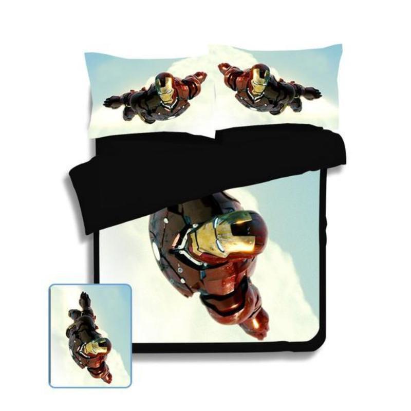 Iron Man Flying White Iron Man Bed Set