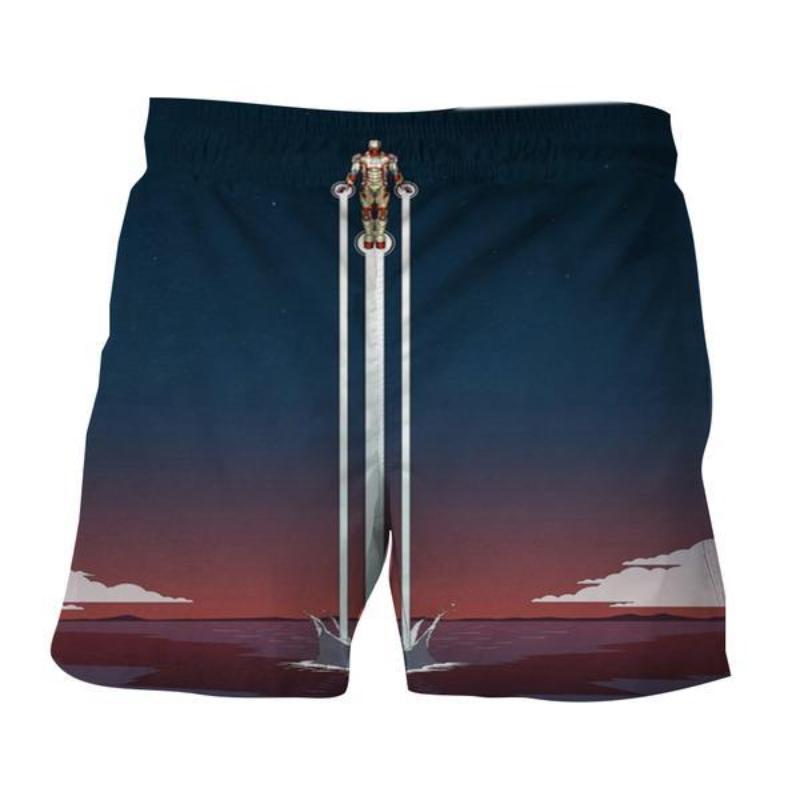 Iron Man Shorts Blue 3D Printed Iron Man Short
