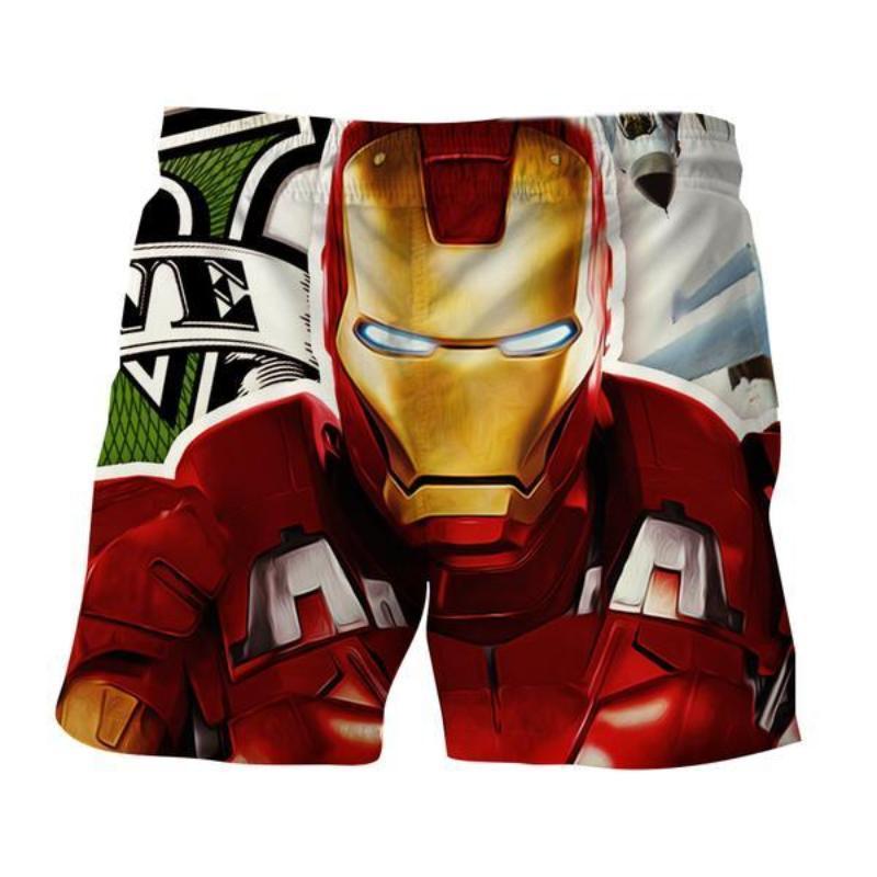 Iron Man Shorts Red & White 3D Printed Iron Man Short
