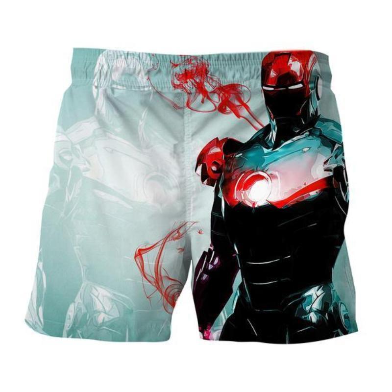 Iron Man Shorts White & Blue 3D Printed Iron Man Short