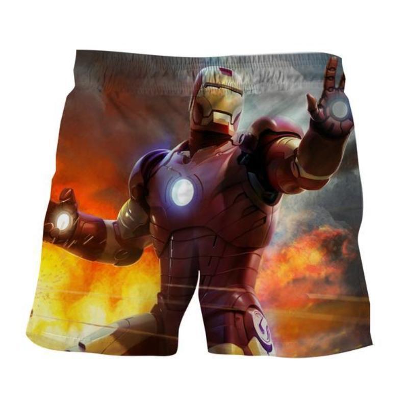 Iron Man White Orange 3D Printed Shorts