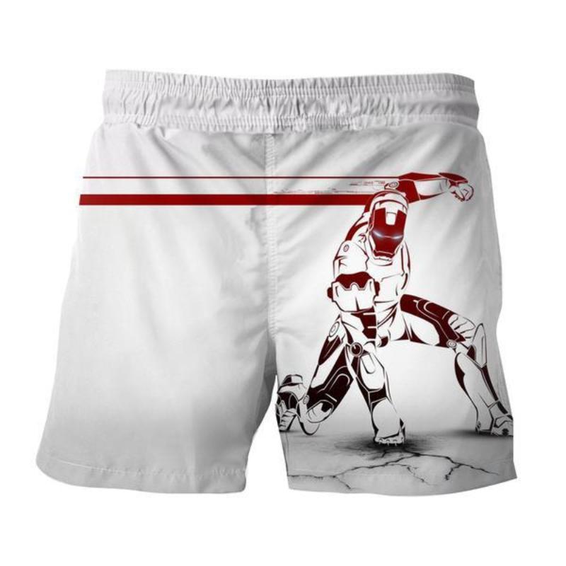 Iron Man Shorts White & Red 3D Printed Iron Man Short