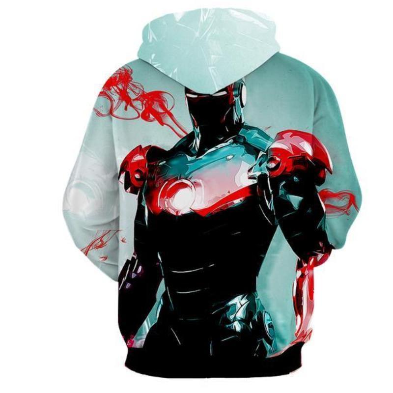 Iron Man White Blue 3D Printed Iron Man Hoodie