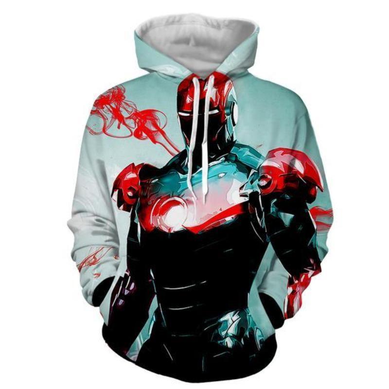Iron Man White Blue 3D Printed Iron Man Hoodie