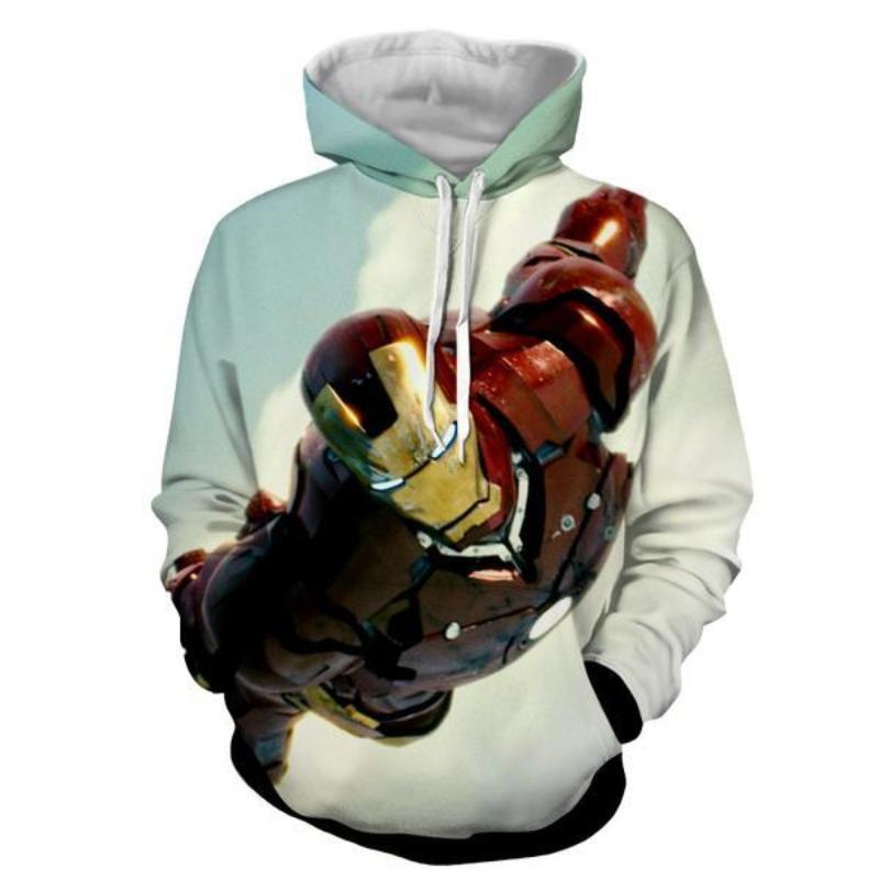 Iron Man White Blue 3D Printed Iron Man Hoodie
