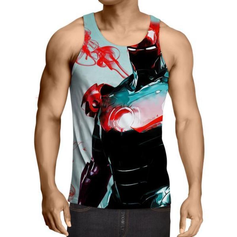 Iron Man White Blue 3D Printed Tank Top