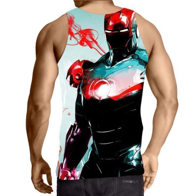 Iron Man White Blue 3D Printed Tank Top