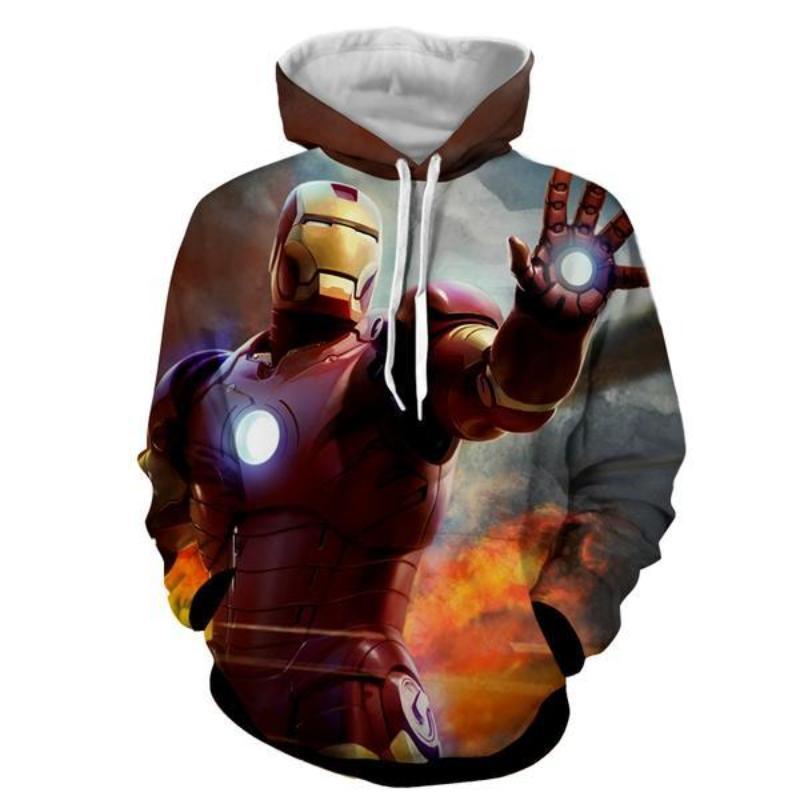 Iron Man White Orange 3D Printed Iron Man Hoodie