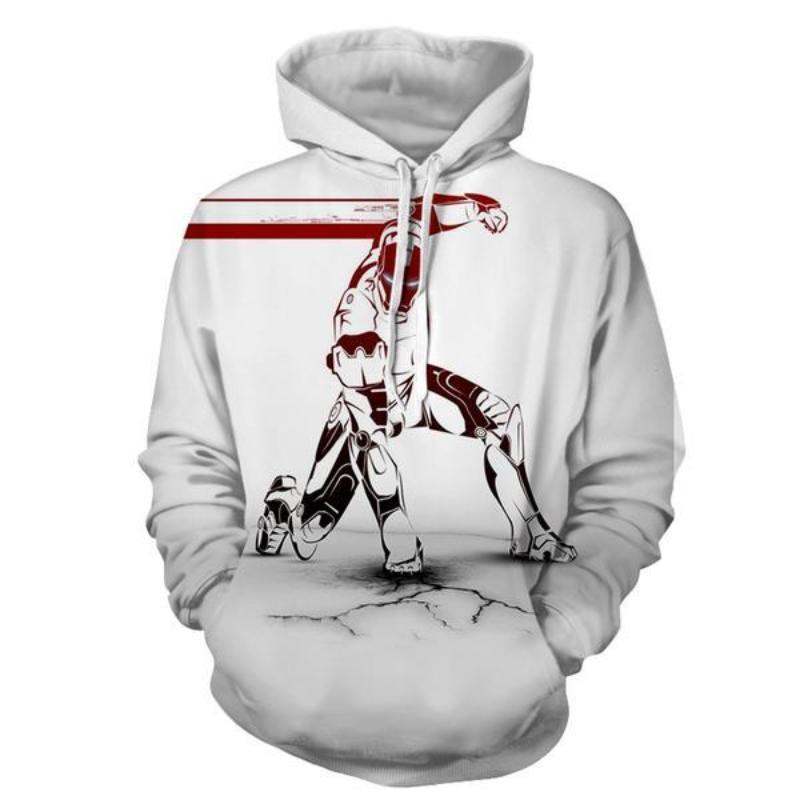 Iron Man White Red 3D Printed Iron Man Hoodie