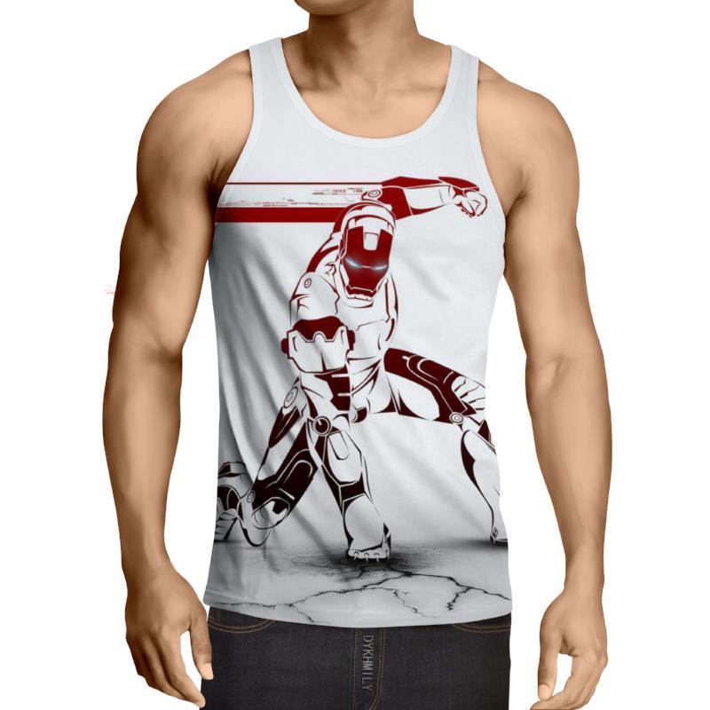 Iron Man White & Red 3D Printed Iron Man Tank Top