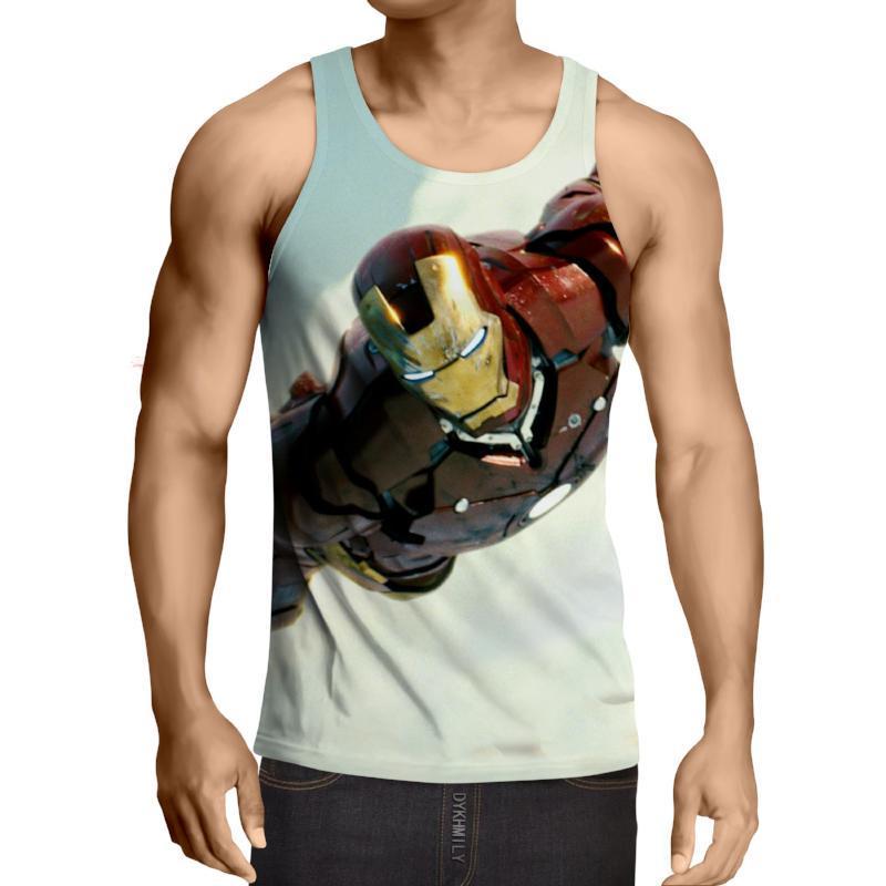 Iron man Flying White 3D Printed Iron Man Tank Top