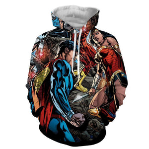 Justice League: 3D Printed Black Superman Hoodie