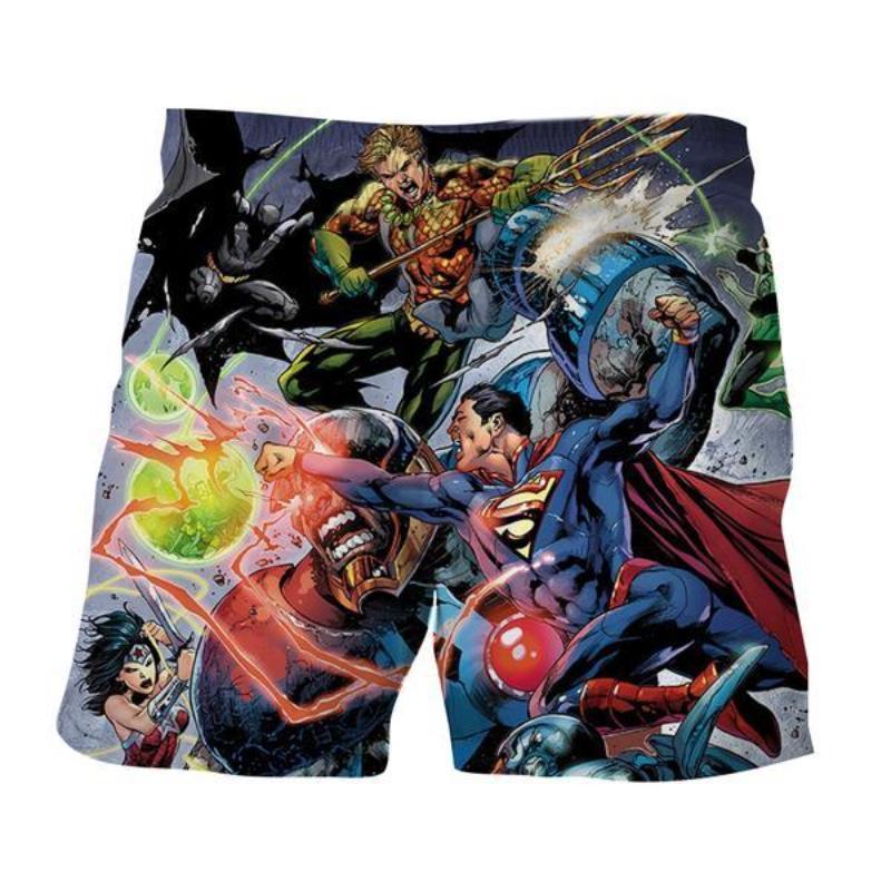 Justice League All Hero Blue 3D Printed Justice League Shorts