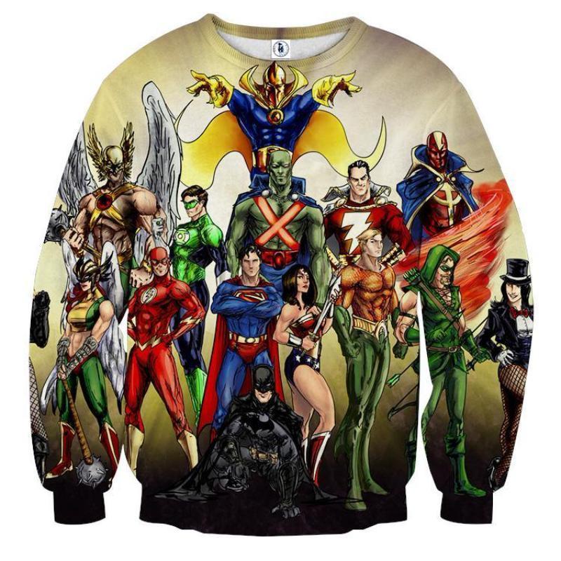 Justice League All Heroes 3D Printed Justice League Sweatshirt