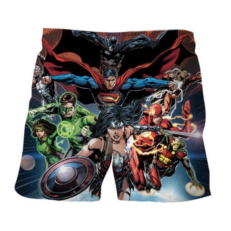 Justice League All Super Hero 3D Printed Justice League Shorts