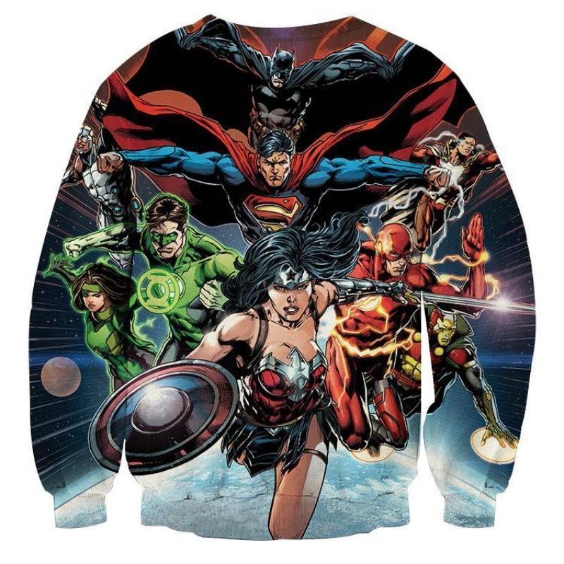 Justice League All Super Hero 3D Printed Justice League Sweatshirt