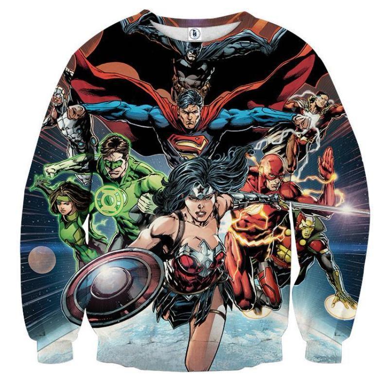 Justice League All Super Hero 3D Printed Justice League Sweatshirt