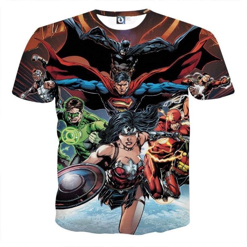 Justice League All Super Hero 3D Printed Justice League T Shirt