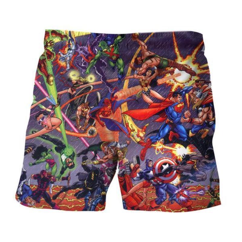 Justice League All hero Purple 3D Printed Justice League Shorts