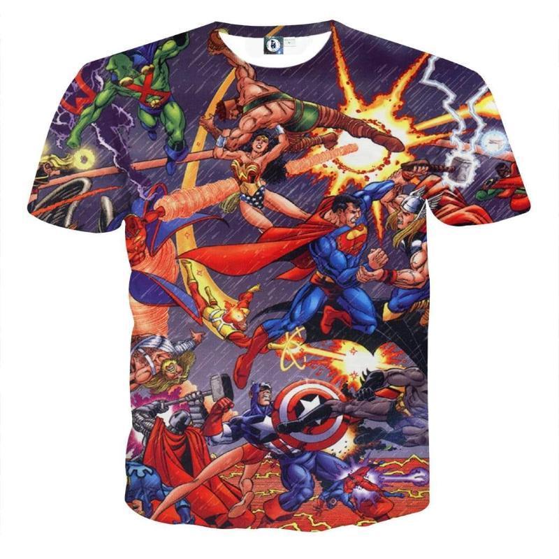 Justice League All hero Purple 3D Printed Justice League T Shirt