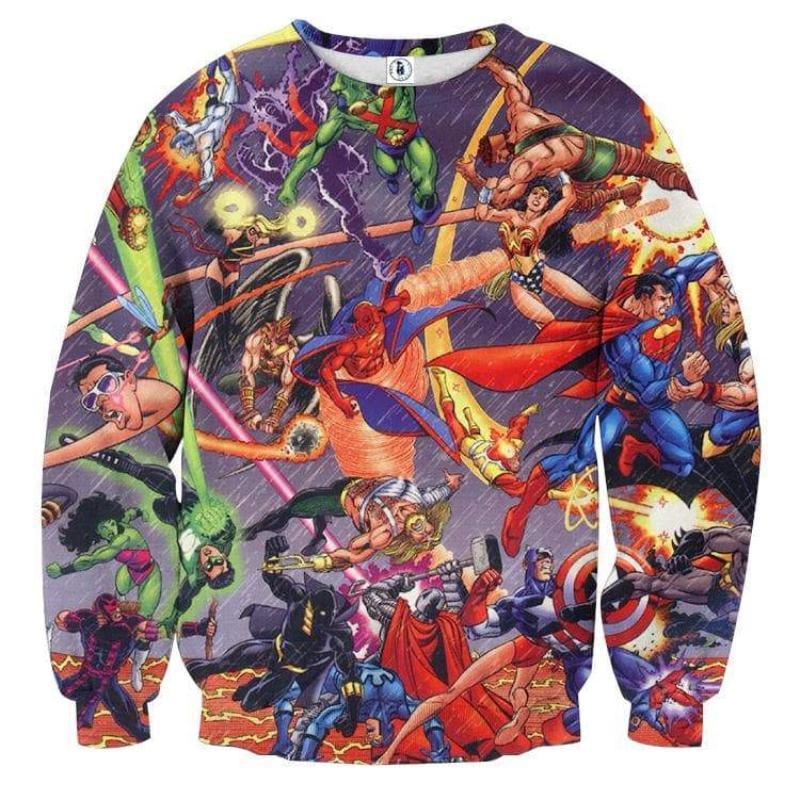 Justice League All hero Purple 3D Printed Sweatshirt