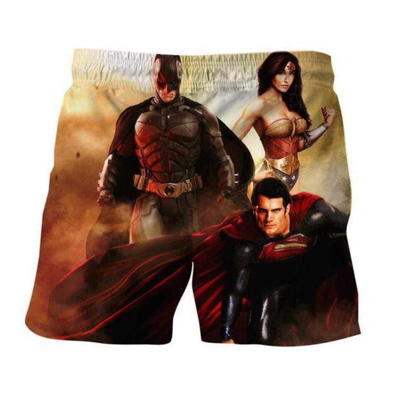 Justice League Black Orange 3D Printed Justice League Shorts