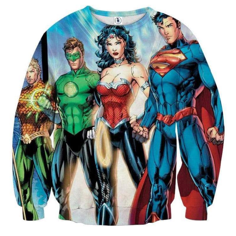 Justice League Blue 3D Printed Justice League Sweatshirt