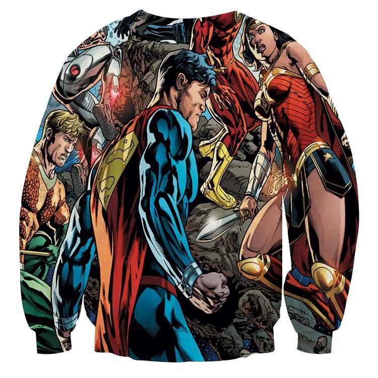 Justice League Blue red 3D Printed Justice League Sweatshirt