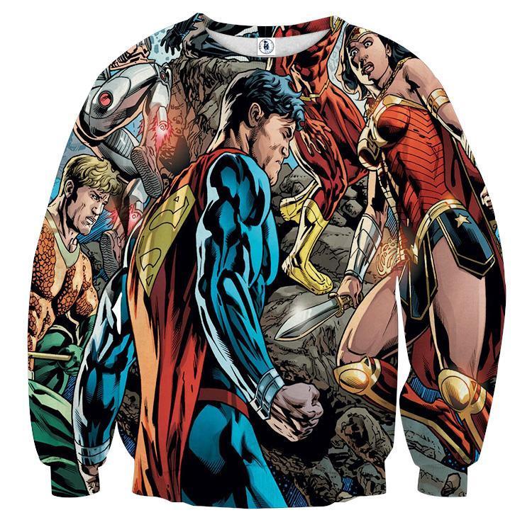 Justice League Blue red 3D Printed Justice League Sweatshirt
