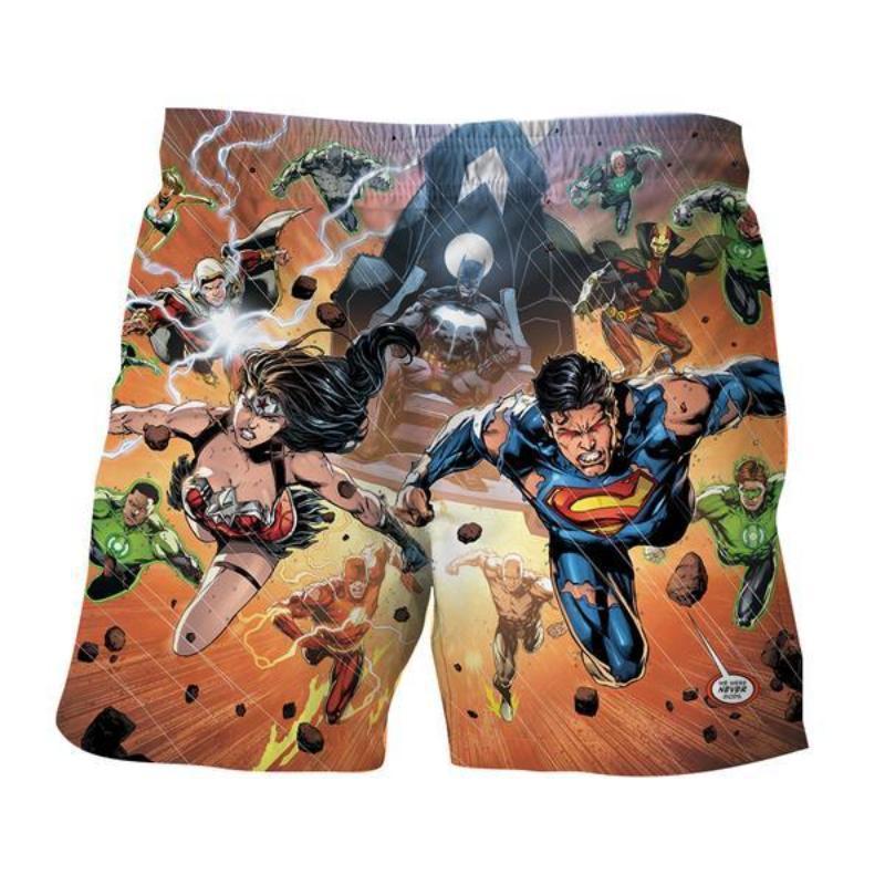 Justice League Orange 3D Printed Justice League Shorts