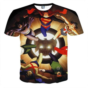 Justice League T-Shirt Orange Black Super Hero 3D Printed T-Shirt