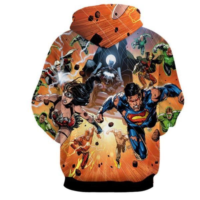 Justice League Orange Shorts 3D Printed Justice League Hoodie