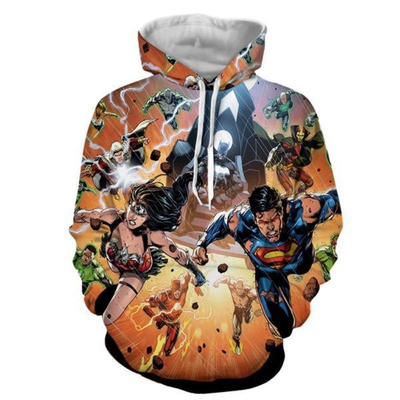 Justice League Orange Shorts 3D Printed Justice League Hoodie